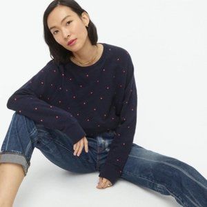 J Crew Cotton Terry Pullover Sweatshirt Mini Heart